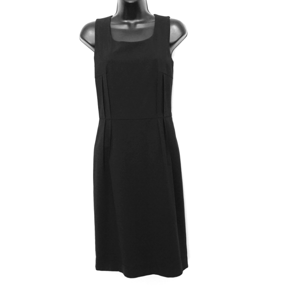 Dkny Dresses & Skirts - DKNY Black Stretch Wool Tailored Midi Sheath Dress with Exposed Back Zipper